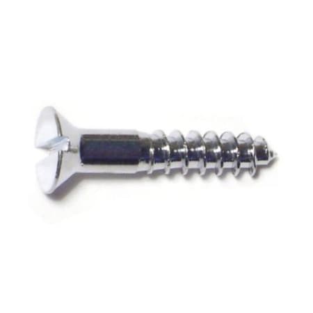 Midwest Fastener Wood Screw, #6, 3/4 in, Chrome Brass Flat Head Slotted Drive, 45 PK 61701